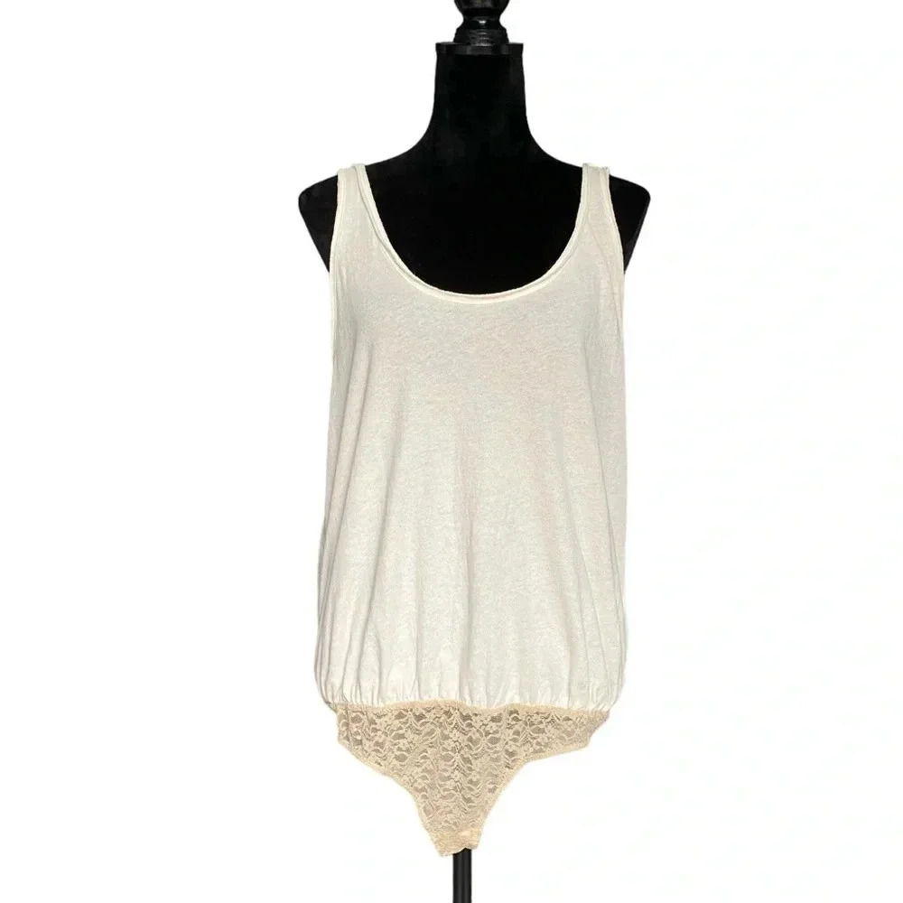 Free People White and Cream Bodysuit